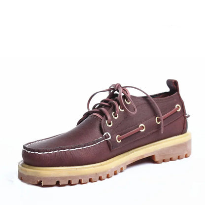 Genuine Leather Men's Casual Fashion Boat Shoes Moccasin England Platform Luxury Lace up Male Loafers Driving Shoes Low Heel