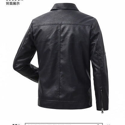 Men's Lapel Leather Jacket Spring Autumn Oversized Slim Motorcycle Riding Suit Streetwear PU Leather Waterproof Work Men Clothes