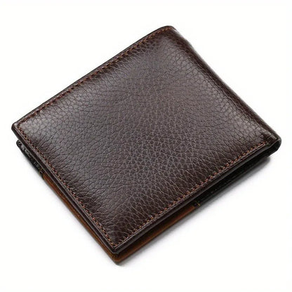 Genuine Leather Men Wallet Many Departments Short Bifold Man Wallets Zipper Coin Pocket Card Holder Purses Male Wallets
