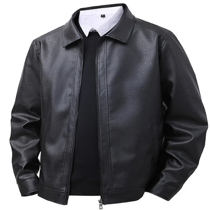 2026 new leather jacket men's spring slim fit lapel casual jacket men's top windproof casual jacket