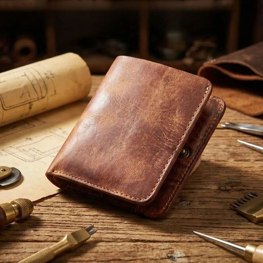 Genuine Leather Wallet for Men - Vertical Style Mens Bifold Wallets with Zipper Coin Pocket - Holds Bills, Credit Cards, Coins