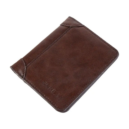 Leather 2 Fold Wallets Urban Recreational Style Soft Men's Short Wallet Credit Card Case Solid Color Pocket Purse Shopping