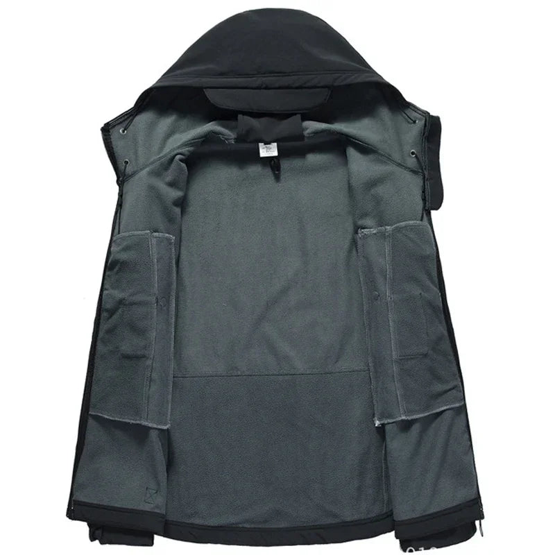 Outdoor Jackets Men Shark Skin Soft Shell Tactical Waterproof Windbreaker Combat Jacket Mens Hooded Bomber Coats
