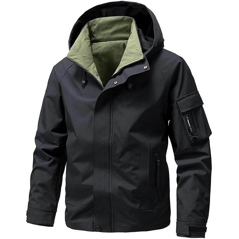 Outdoor Men Casual Outdoor Jacket Coats Man Windproof Sport Jackets Man Cargo Camp Fish Jackets Male Hooded Tactical Jackets 5XL