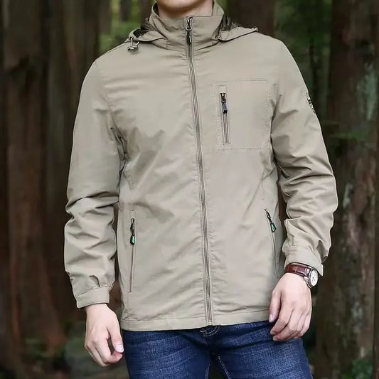 Men Outdoor Windproof Hiking Jackets Spring Autumn Thin Casual Jackets New Men Hooded Mesh Coats Quality Male Fit Windbreaker