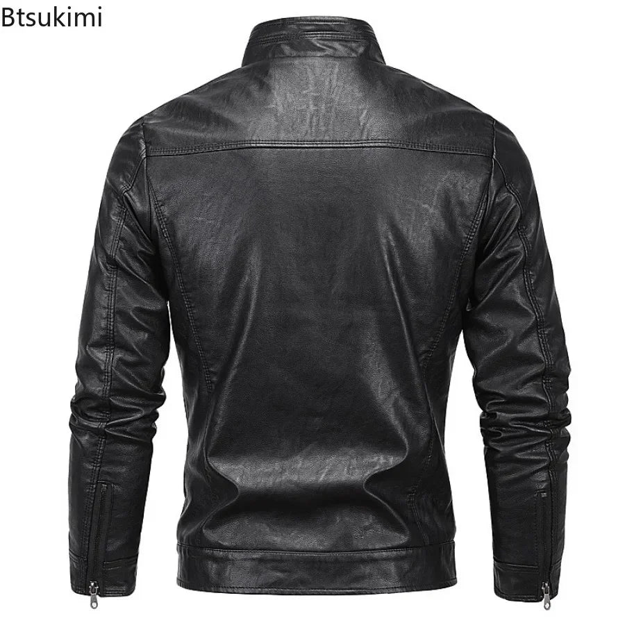 2026 New Men's Leather Jackes Fashion Windbreak Plus Fleece Motorcycle PU Leather Coats Man Casual Handsome Outwear Big Size 5XL