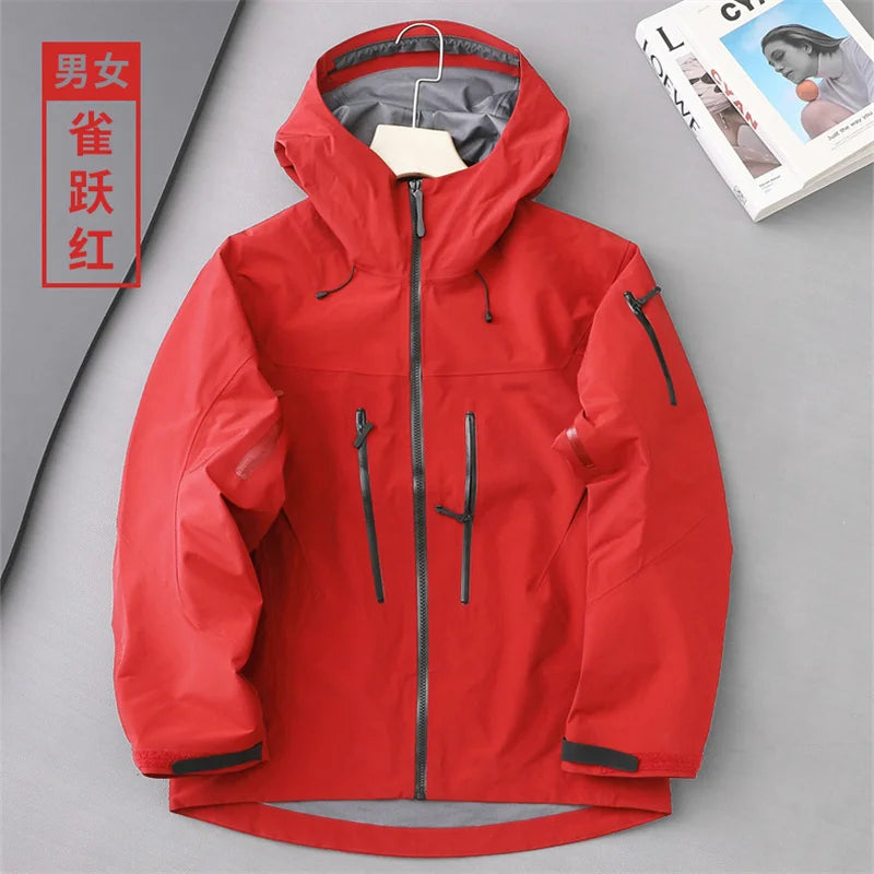 Outdoor Hard Shell Jacket Men Mountaineering Skiing Camping Cycling Jogging Hooded Breathable Waterproof Coat Quality Sportswear