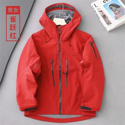 Outdoor Hard Shell Jacket Men Mountaineering Skiing Camping Cycling Jogging Hooded Breathable Waterproof Coat Quality Sportswear