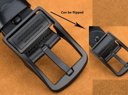 New Men's Leather Belt, Black Buckle, New Style, Fashionable, Trendy, Retro, Light Luxury, Casual, Versatile, Pin Buckle