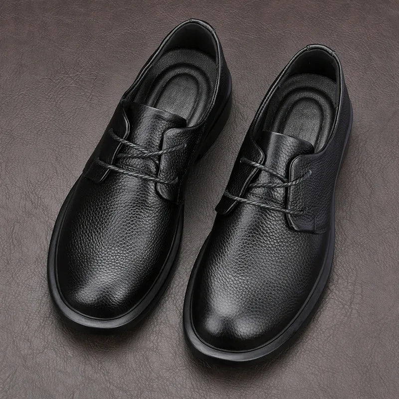 Made of Genuine Leather Casual Men's British Style Men's Leather Shoes Breathable Top Layer Cowhide Comfortable Soft Soled Shoes
