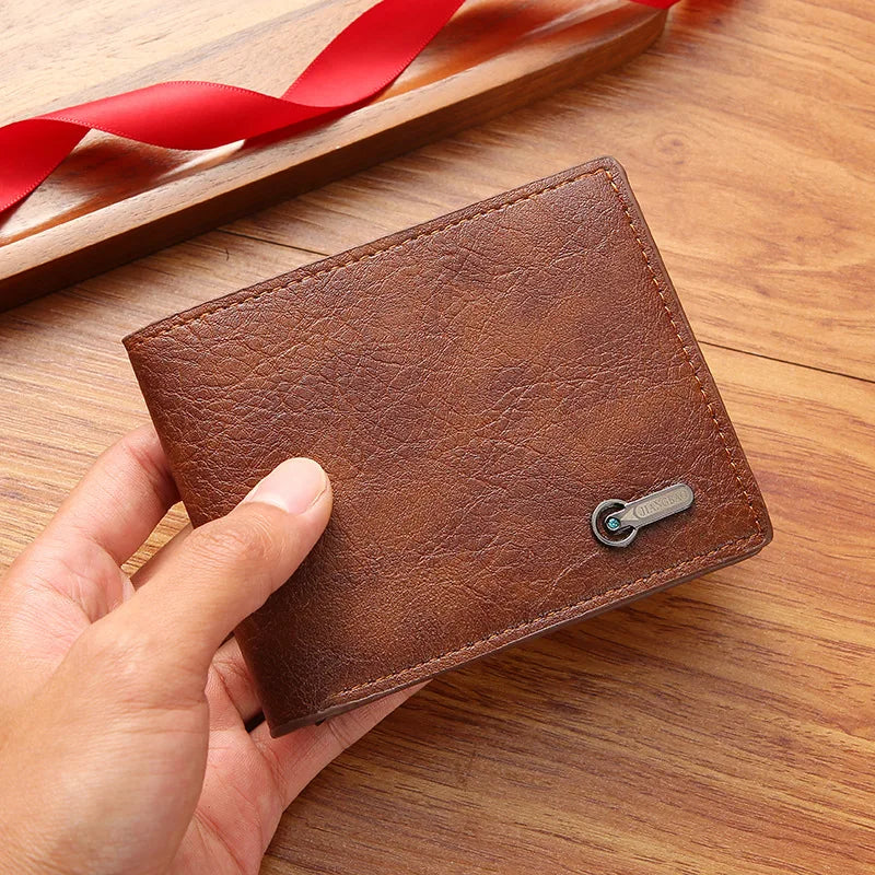 Men PU Leather Coin Purse, Large Multi Slots Card Holder, Retro Casual Wallet for Business ID Cash Dollar Coins Daily Use