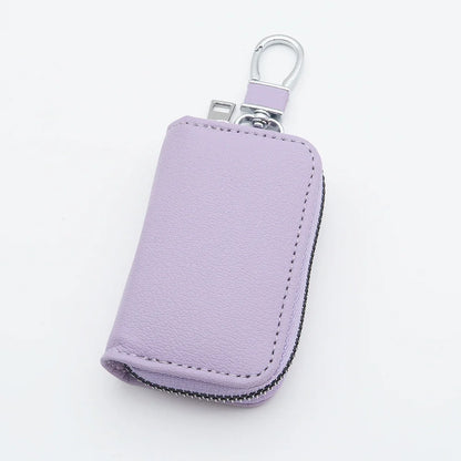 Men Key Holder Housekeeper PU Leather Car Key Wallet Keys Organizer Women Keychain Cover Zipper Key Case Bag Unisex Pouch Purse
