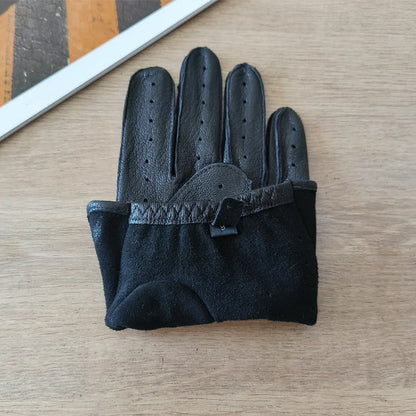 Men's Deer Skin Gloves Thin Lineless Outdoor Sunscreen Cycling Driving Leather Gloves