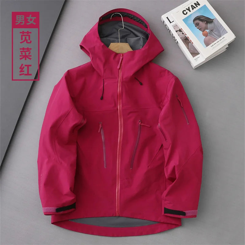 Outdoor Hard Shell Jacket Men Mountaineering Skiing Camping Cycling Jogging Hooded Breathable Waterproof Coat Quality Sportswear