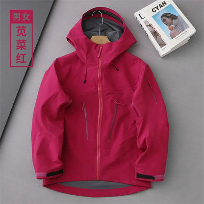 Outdoor Hard Shell Jacket Men Mountaineering Skiing Camping Cycling Jogging Hooded Breathable Waterproof Coat Quality Sportswear