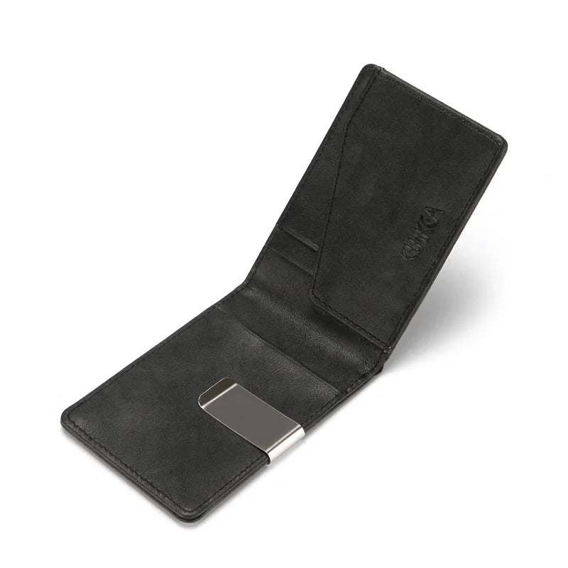 Fashion Men's PU Leather Money Clips Wallet Multifunctional Thin Man Card Purses Women Metal Clamp For Money