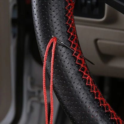 DIY Leather Steering Wheel Covers Soft Fiber Universal Braid Car Steering-Wheel With Needles and Thread Interior Accessories