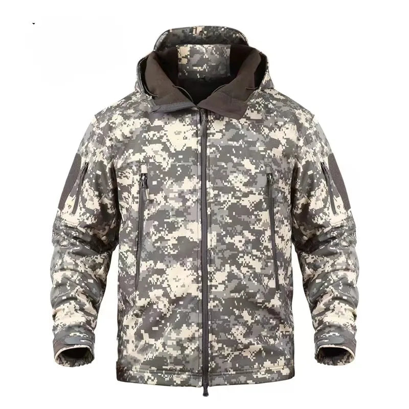 Men's Winter Autumn Softshell Fleece Jackets Windproof Outdoor Fishing Hiking Hunting Thermal Camping Cargo Coats Warm M-4XL