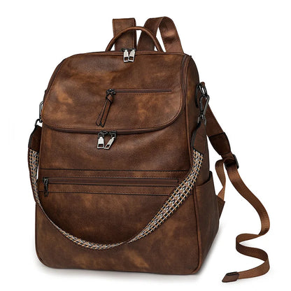 Women Large Leather Laptop Backpack 15.6 Inch Waterproof Casual Fashion Business Retro Travel Shoulder Bag for College