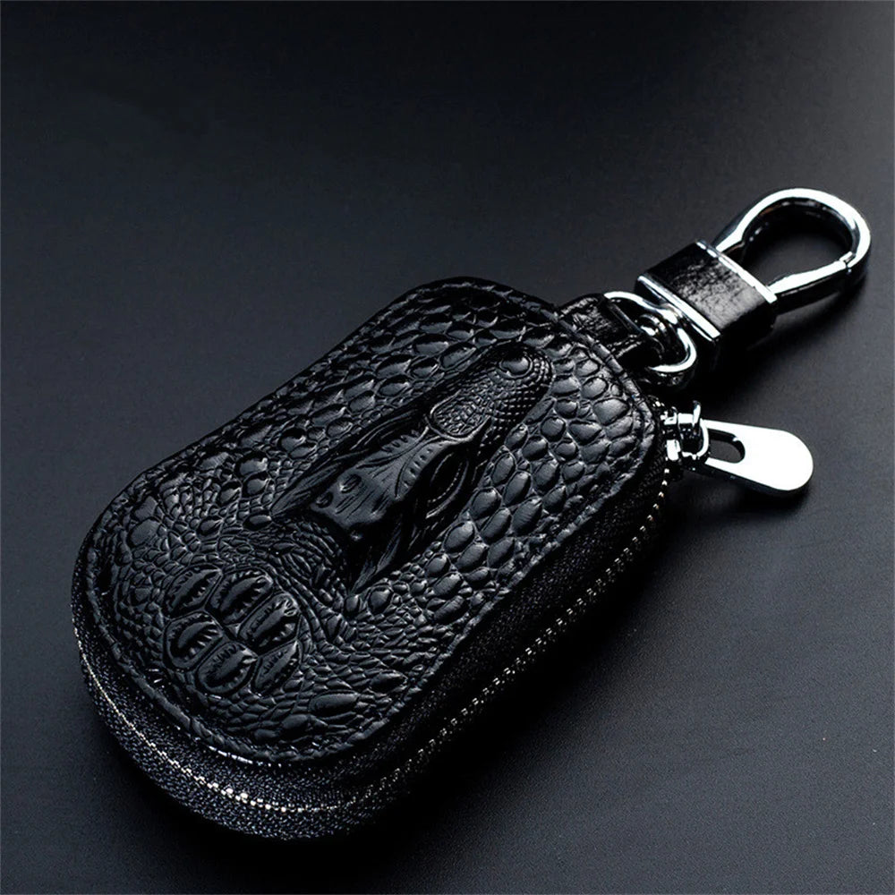Leather Car Key Case Fashion Mini Men'S Key Wallet Pocket Key Holder Organizer Pouch Keys Organizer Large Capacity Zipper Bag