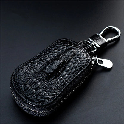 Leather Car Key Case Fashion Mini Men'S Key Wallet Pocket Key Holder Organizer Pouch Keys Organizer Large Capacity Zipper Bag