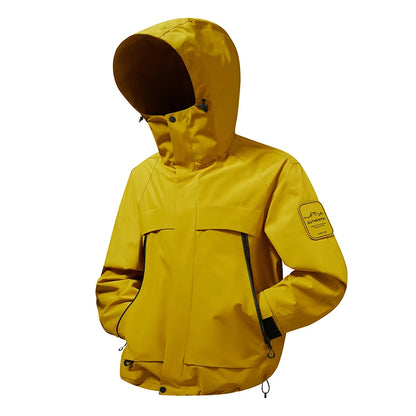 2025 New Men Softshell Jackets for Men Waterproof Zip Up Hooded Jacket Outerwear Coats with Zipper Pockets Hiking Camping Clothe