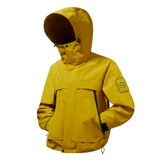 2025 New Men Softshell Jackets for Men Waterproof Zip Up Hooded Jacket Outerwear Coats with Zipper Pockets Hiking Camping Clothe