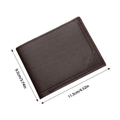 Men's Slim Wallet Short Horizontal Design Multiple Card Slots Large Capacity Soft Leather Business Money Clip