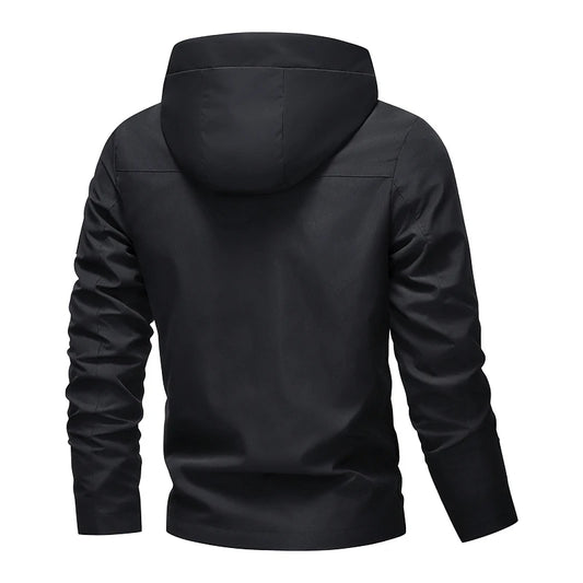 Men Hiking Jacket Spring Autumn Streetwear Fashion Hooded Jacket Casual Zip Up Loose Coat Outdoor Jogging Activewear Windbreaker