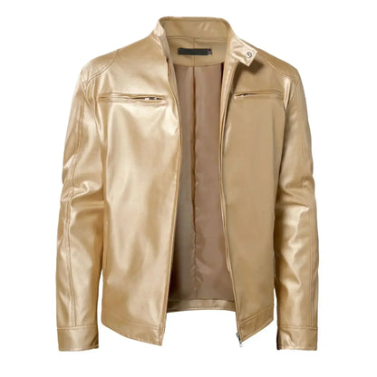 2026 Leather Motorcycle Jacket Men Stand Collar Casual Slim Short-Coat PU Jacket Autumn Winter Windproof Leather Coat Blazer Men