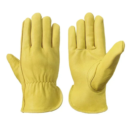 Leather Work Gloves Sheepskin Driving Gloves Men Motorcycle Gardening Safety Protective Fruit Picking Gloves Welding Glove