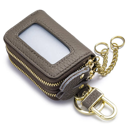New Unisex Genuine Leather Key Wallet Men Casual Zipper Car Key Organizer Female Double Design Key Case Fashion Keychain Wallet