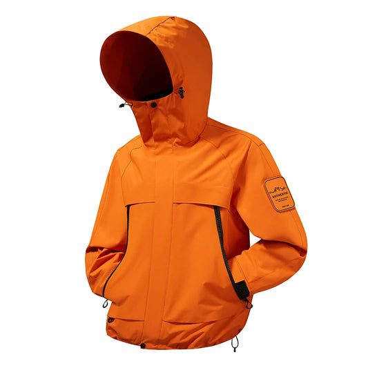 2025 New Men Softshell Jackets for Men Waterproof Zip Up Hooded Jacket Outerwear Coats with Zipper Pockets Hiking Camping Clothe