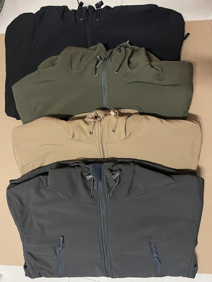 Men's Autumn Winter SoftShell Fleece Jackets Male Hood Windproof Coat Fishing Hiking Camping Climbing Skiing Warm Pants Trousers