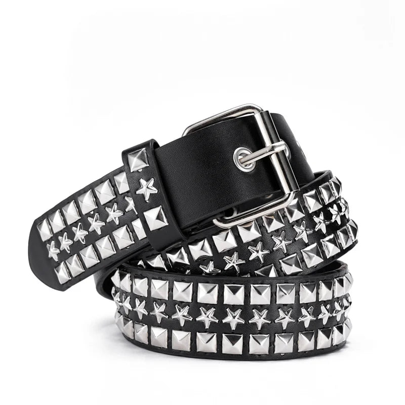 Men's and Women's Belt Elegant Genuine Leather Belt Punk Style Jeans Dress Waist Accessory