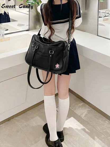 Briefcase High Students Bag Schoolbags Shoulder Bags 14-16 Inch Laptop Bag's Messenger Bags Office Handbag PU Leather Tote Bag