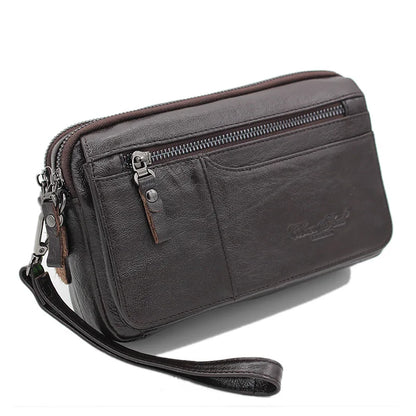 Men Clutch Wallet Bag Long Purse Genuine Leather Cigarette Case Card Holder Pocket Real Cowhide Male Money Handy Wrist Bags