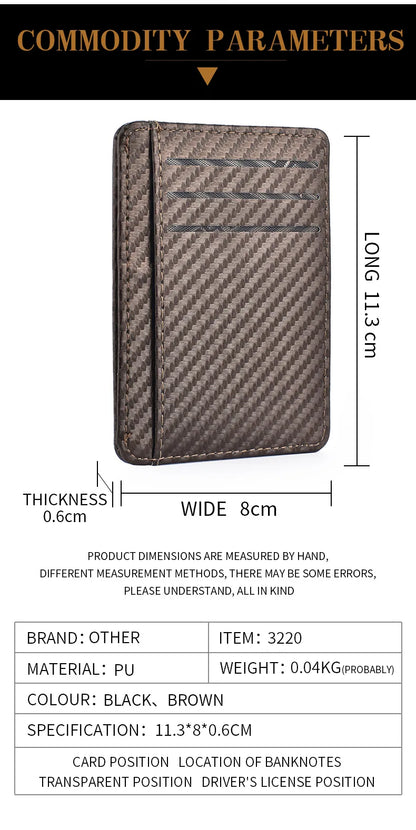 Men's Slim Minimalist Front Pocket Wallets Credit Card Holder Portable Leather Wallets