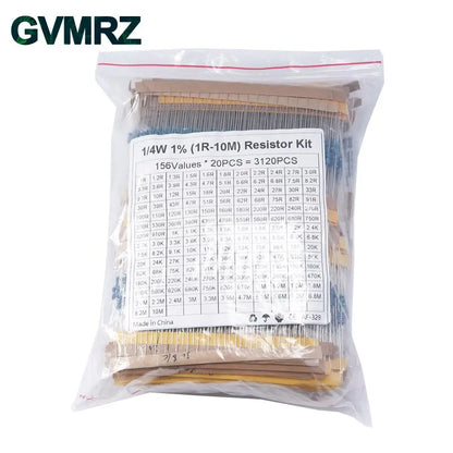 1/4W 1/2W 1W 2W 3W Resistance Set 1% Metal Film Resistor Assortment Kit 1K~820K 0.1R~750R 10K