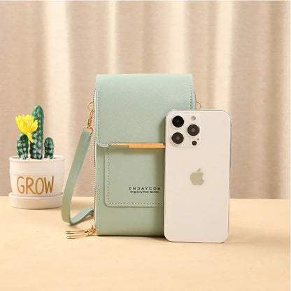 Women Crossbody Shoulder Bags Wallets Touch Screen Cell Phone Purse Soft Leather Strap Handbag for Female Luxury Messenger Bags