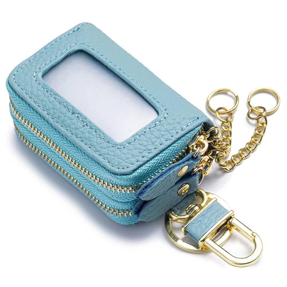 New Unisex Genuine Leather Key Wallet Men Casual Zipper Car Key Organizer Female Double Design Key Case Fashion Keychain Wallet