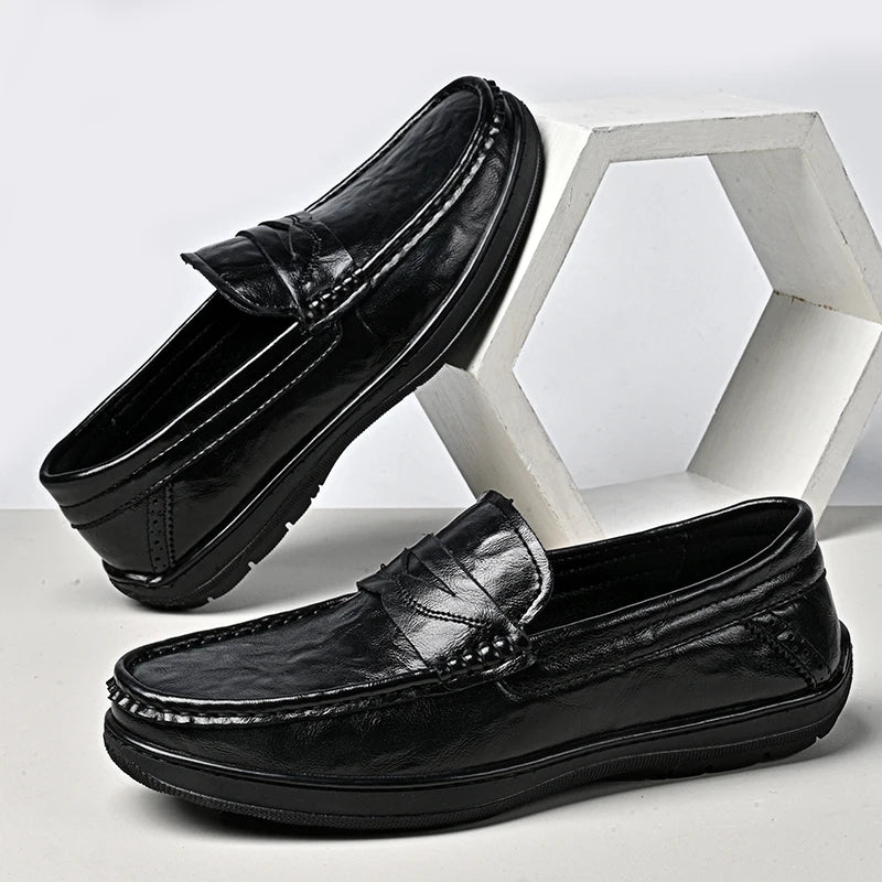 High-quality leather men's loafers spring and autumn new formal business shoes fashion casual shoes non-slip driving shoes