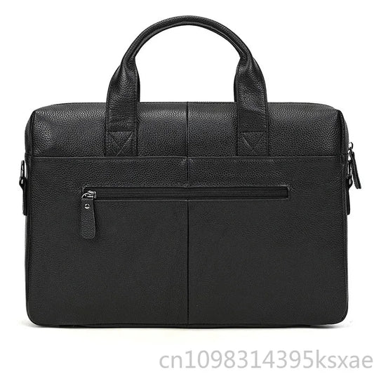 Men's Genuine Leather Briefcase 15.6 inch Laptop Bag Shoulder Messenger Bag Business Travel Professional Work Bag