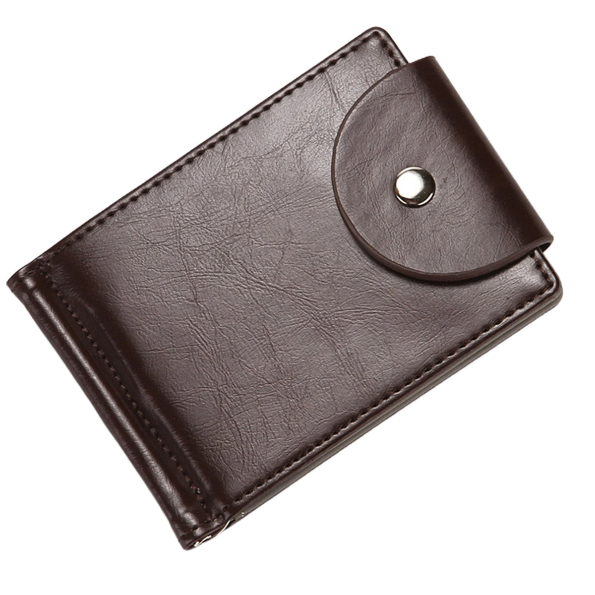 Men PU Leather Wallet With 3 Card Slots & Money Clip Business Card Holder