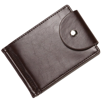 Men PU Leather Wallet With 3 Card Slots & Money Clip Business Card Holder