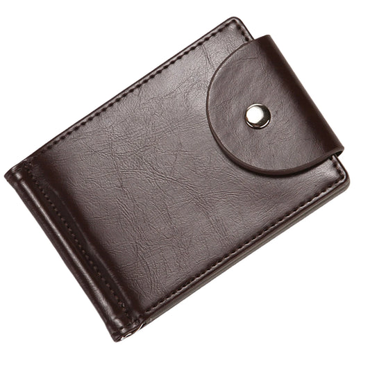 Men PU Leather Wallet With 3 Card Slots & Money Clip Business Card Holder