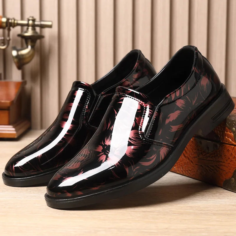 202 New Leather Shoes for Men Floral Pattern Men's Formal Shoes Luxury Business Oxford Male Office Wedding Flats Mocassin Homme