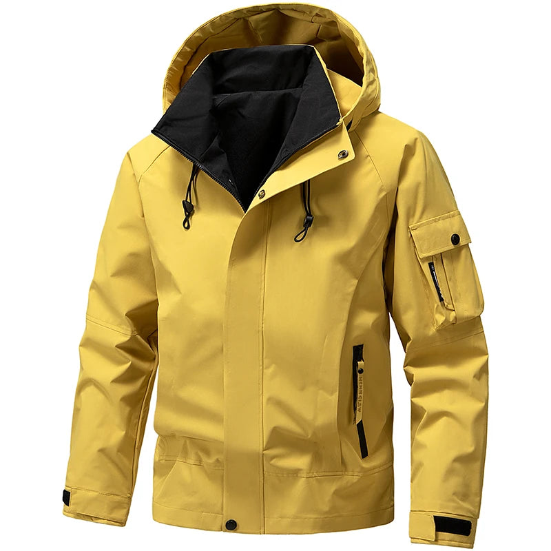 Outdoor Men Casual Outdoor Jacket Coats Man Windproof Sport Jackets Man Cargo Camp Fish Jackets Male Hooded Tactical Jackets 5XL