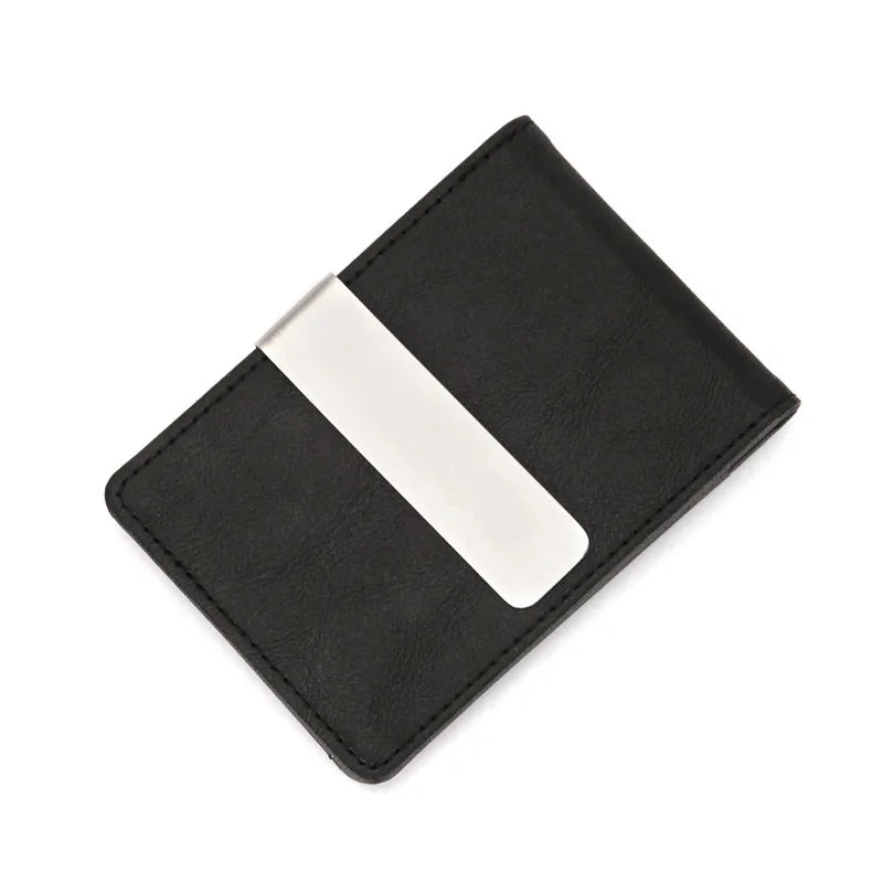 Fashion Men's PU Leather Money Clips Wallet Multifunctional Thin Man Card Purses Women Metal Clamp For Money