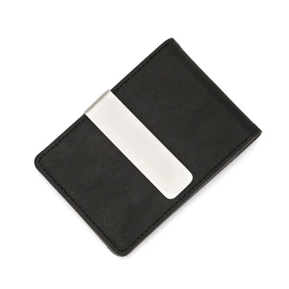 Fashion Men's PU Leather Money Clips Wallet Multifunctional Thin Man Card Purses Women Metal Clamp For Money